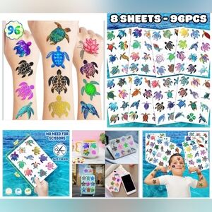 🍎 New 96 TUrtle Temporary Tattoos Girls Boys Cute Sea Turtles
